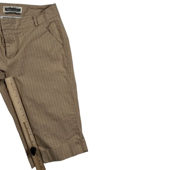 Dockers Shorts Women's Cuffed Striped Bermudas Ideal Fit Tan Brown White 8P - Picture 7 of 13
